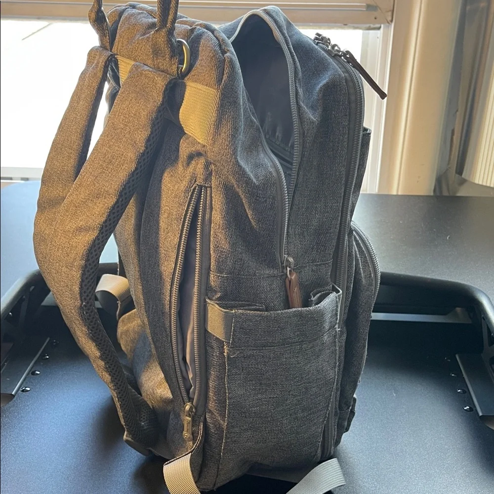 Gray Canvas Diaper Travel Backpack